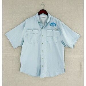 Columbia Men’s PFG Shirt Large Blue Vented Lined Fishing Boca Grande Fl